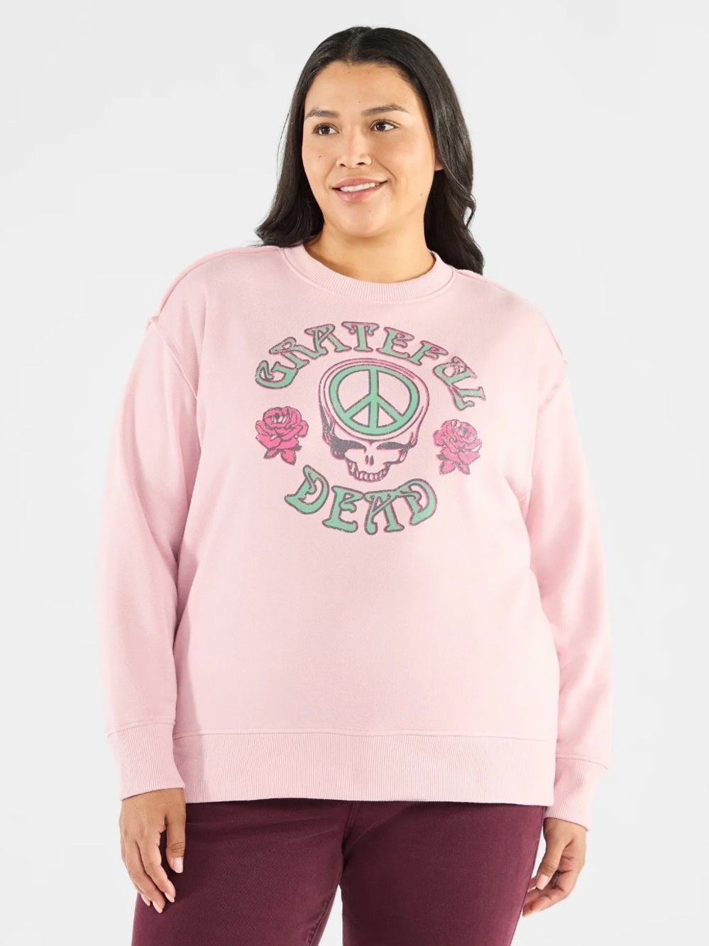 Terra & Sky Grateful Dead Graphic Crewneck Sweatshirt in Color Dark Rose
